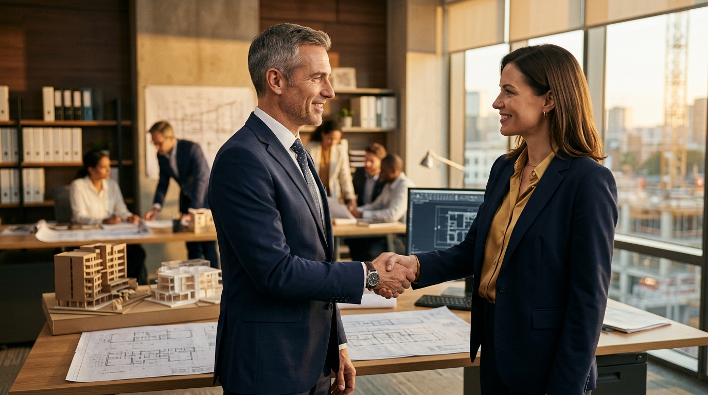 Engineering team handshake — join PRIMECOST